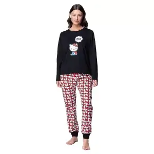 PIJAMA LARGO MUJER ALGODÓN INVIERNO HELLO KITTY C2