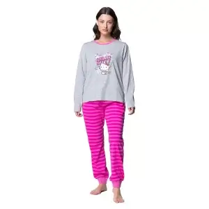 PIJAMA LARGO MUJER ALGODÓN INVIERNO HELLO KITTY C3